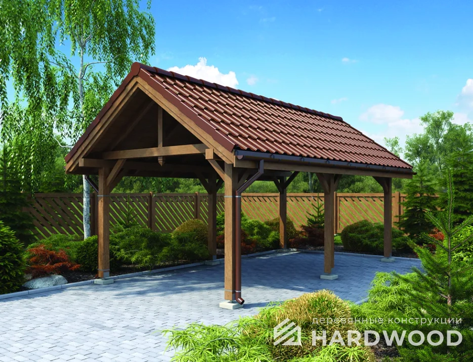 Навес для авто из дерева №78 - фото 1011